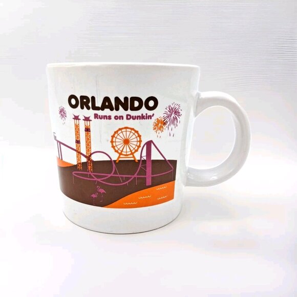 Orlando Runs on Dunkin' Coffee Mug Roller Coaster Ferris Wheel Florida 2013 - Picture 1 of 6